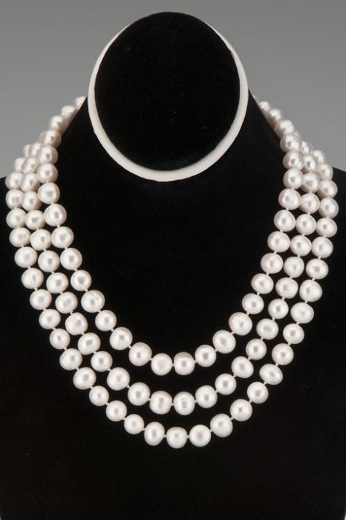 Triple Strand kallah Pearls Necklace